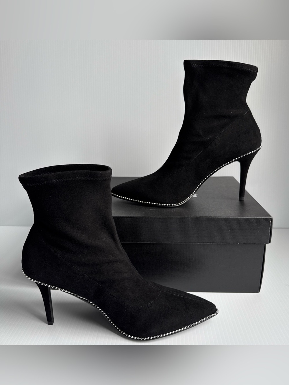 NIB Coach Whitney Suede Black Pointed Toe Ankle Bootie Heels Women’s Size 10
